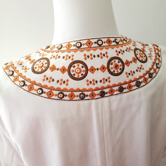Victor Costa Occasion Embroidered Jacket White Orange Sequins Women Small - Picture 5 of 11